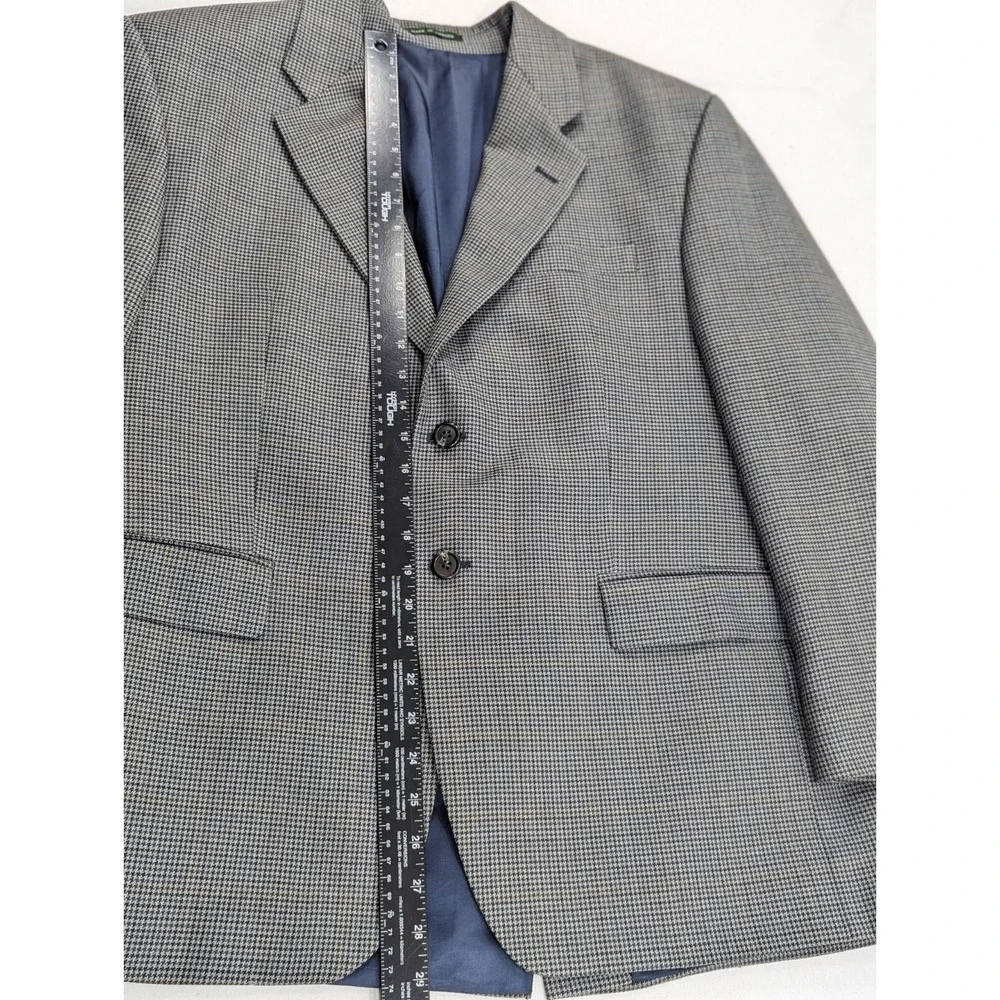 Ralph Lauren Blazer Sports Coat Silk Wool Gray Houndstooth Suit‎ Jacket 42S 46
